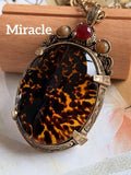 MIRACLE アゲートガラス 大ぶり ヴィンテージネックレス R142