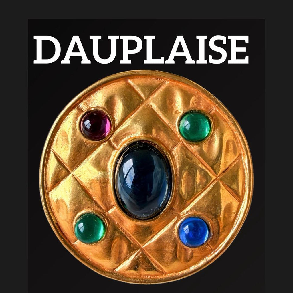 DAUPLAISE マルチカラーガラス　ヴィンテージブローチL36