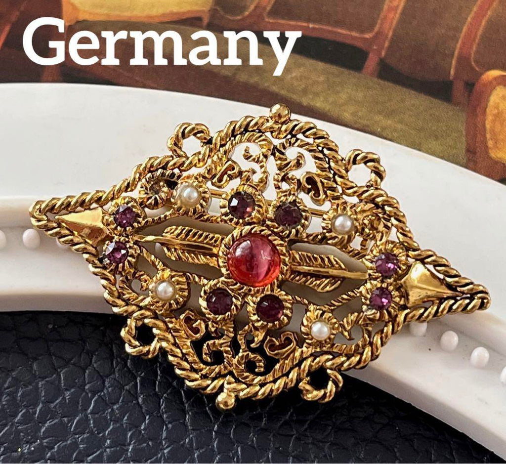 Germany ギブレガラス ヴィンテージ ブローチ9568