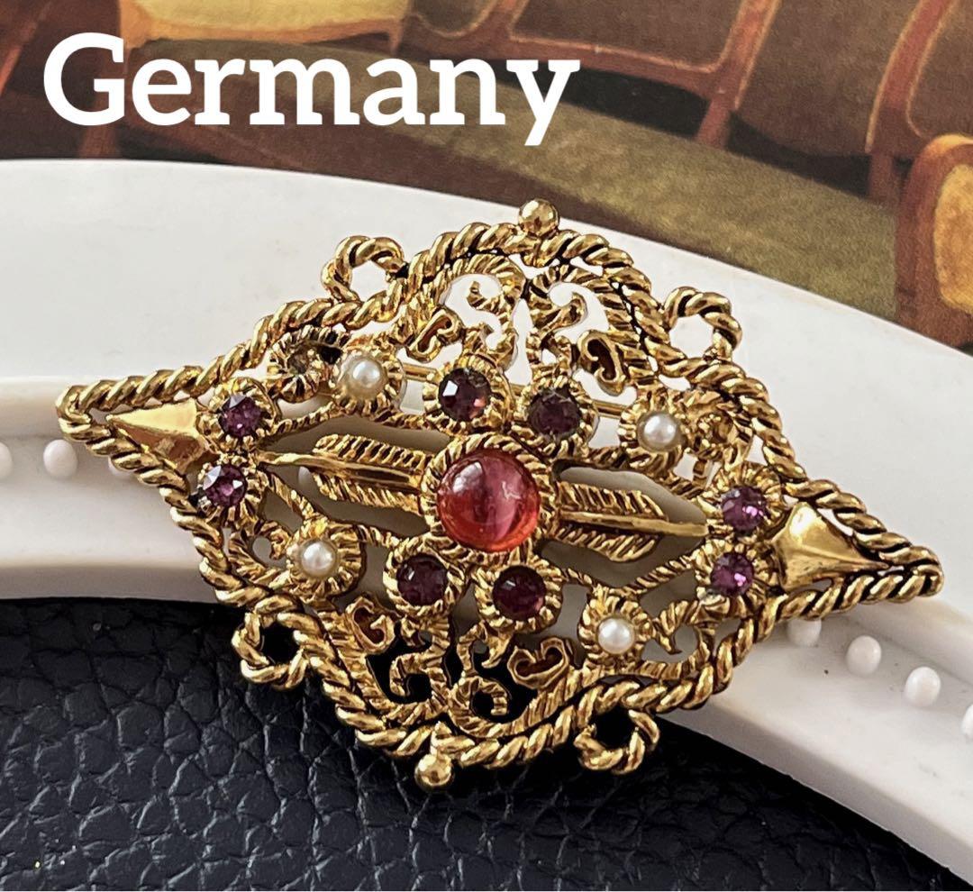 Germany ギブレガラス ヴィンテージ ブローチ9568