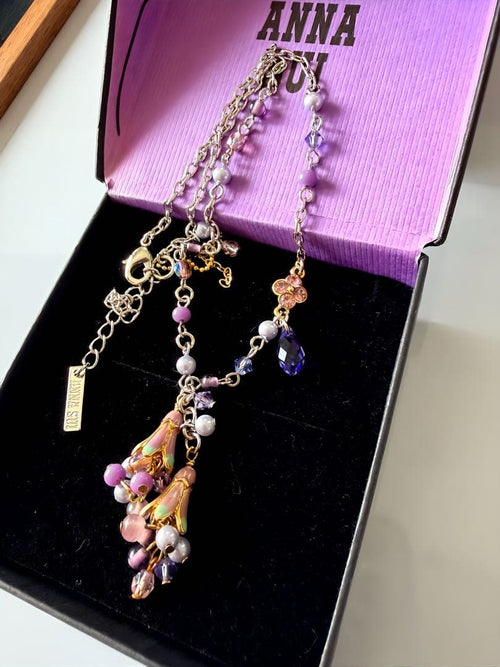 ANNA SUI フラワーブーケ ネックレス パープル 未使用品L6