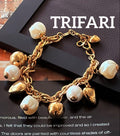 希少TRIFARI ハート＆フェイクパールヴィンテージブレスレットH22