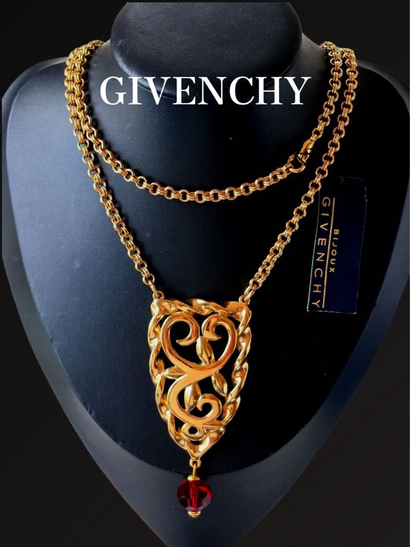 希少！GIVENCHY 大ぶり アラベスクモチーフ ヴィンテージネックレスL30