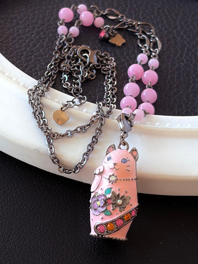 ANNA SUI アニマルシリーズ 招き猫ロングネックレス 未使用品B318