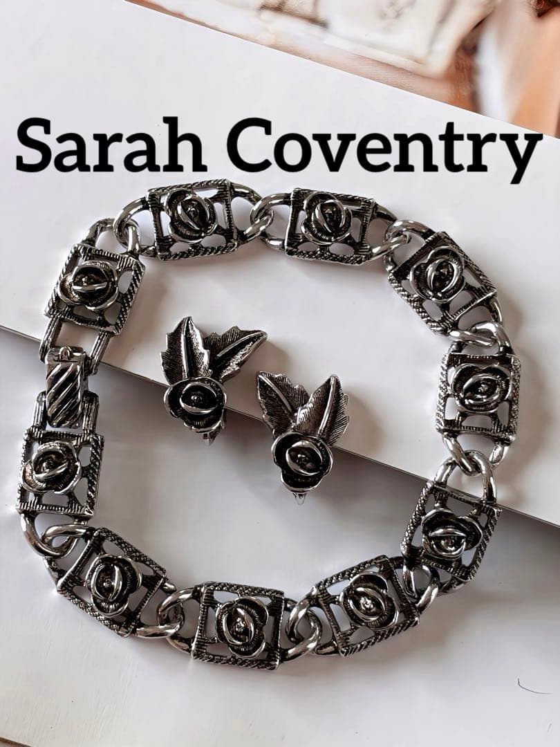 SarahCoventry薔薇ヴィンテージブレスレット＆イヤリングセットF199