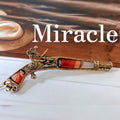 Miracle ピストルモチーフ アゲートガラス ヴィンテージブローチL37