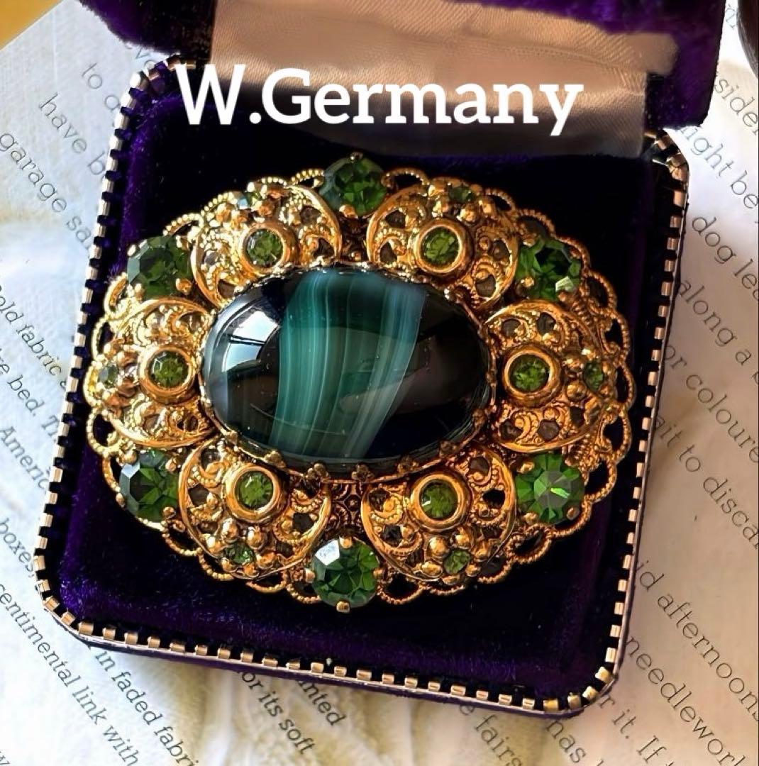 Ｗ.Germany ギブレガラス　フィリグリーヴィンテージブローチF27