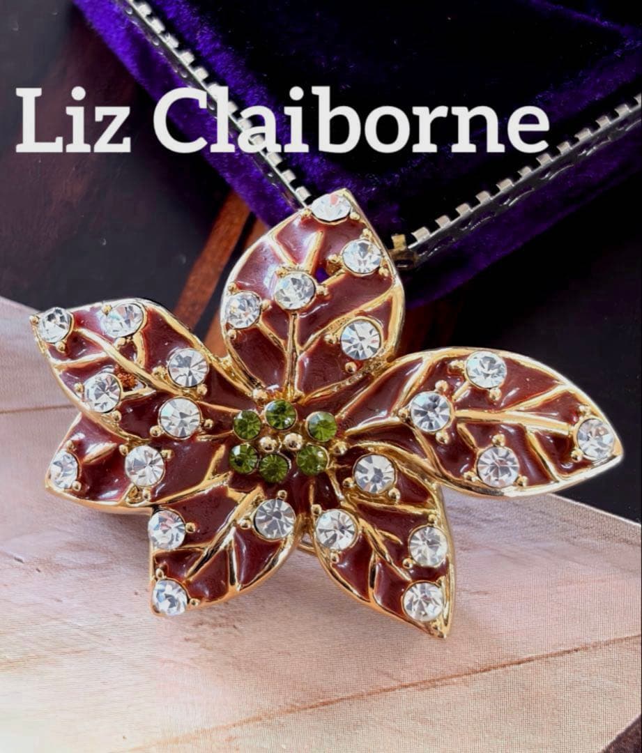Liz Claiborne エナメル フラワーモチーフヴィンテージブローチF19