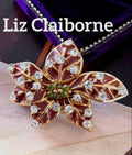 Liz Claiborne エナメル フラワーモチーフヴィンテージブローチF19