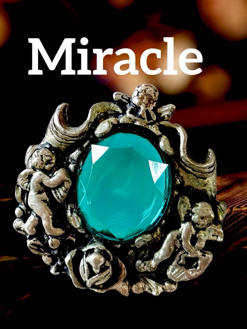 希少！Miracle エンジェル　ガラス　ヴィンテージブローチ F89