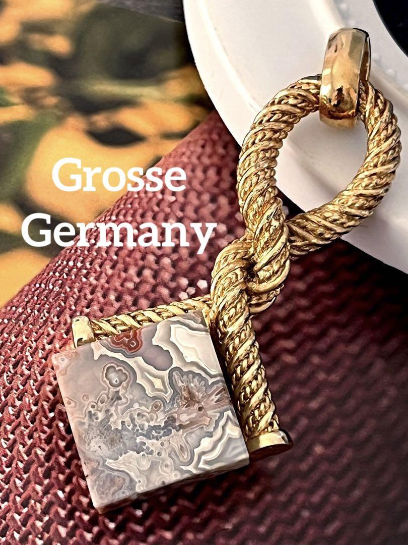 超希少！Grosse Germany 天然石ヴィンテージネックレストップ9523
