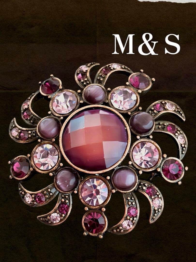 Ｍ&Ｓ 大ぶり イギリス ヴィンテージブローチA430