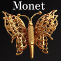 MONET ヴィンテージ ゴールドカラー 透かし 蝶 ブローチ R308