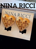 希少デザイン！NINA RICCI ハート＆クロスイヤリングデッドストックF67