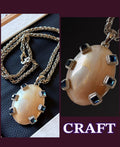 希少CRAFTアートガラス×ブルーガラスヴィンテージネックレス F2