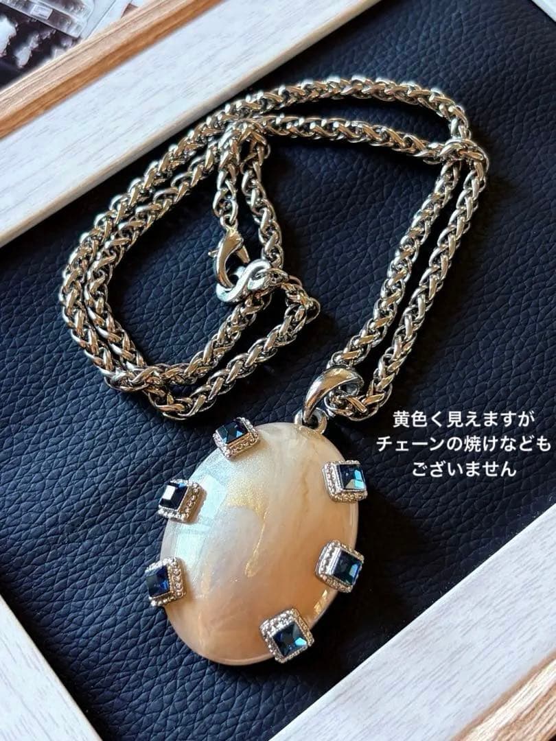 希少CRAFTアートガラス×ブルーガラスヴィンテージネックレス F2