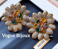 希少！大ぶりVogue Bijouxガラスヴィンテージイヤリングタグ付F99