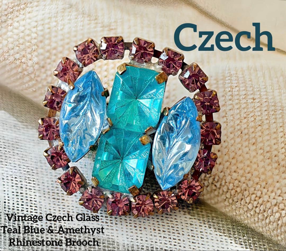 Czech glass ヴィンテージ ブローチC5
