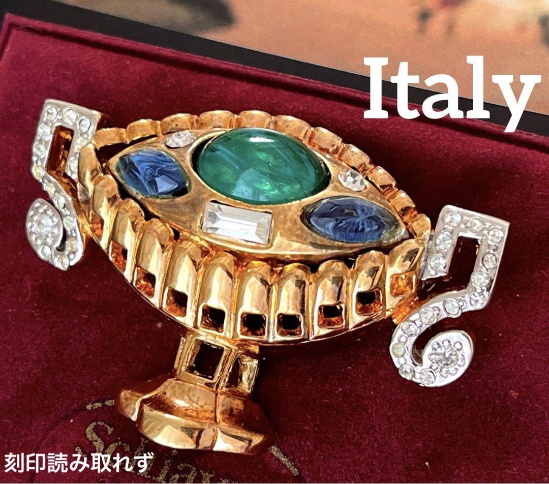 希少！Italy アートガラス 刻印読み取れずヴィンテージ ブローチ9671