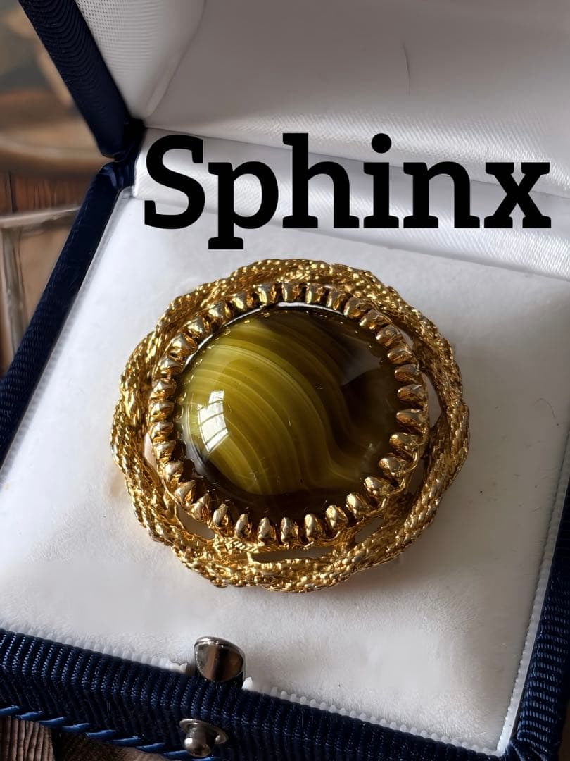 Sphinx ギブレガラス　ヴィンテージブローチF198
