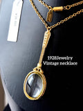 1928 Jewelry オーバルガラスヴィンテージロングネックレスタグ付R48