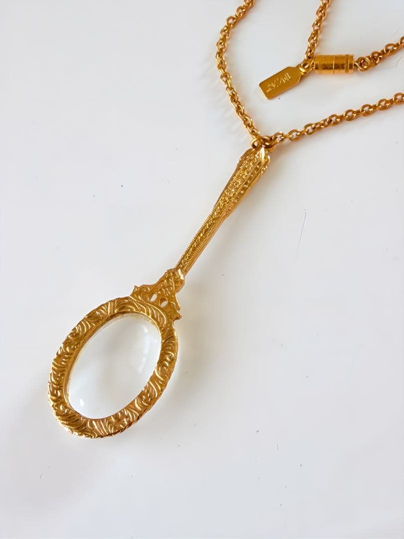 1928 Jewelry オーバルガラスヴィンテージロングネックレスタグ付R48