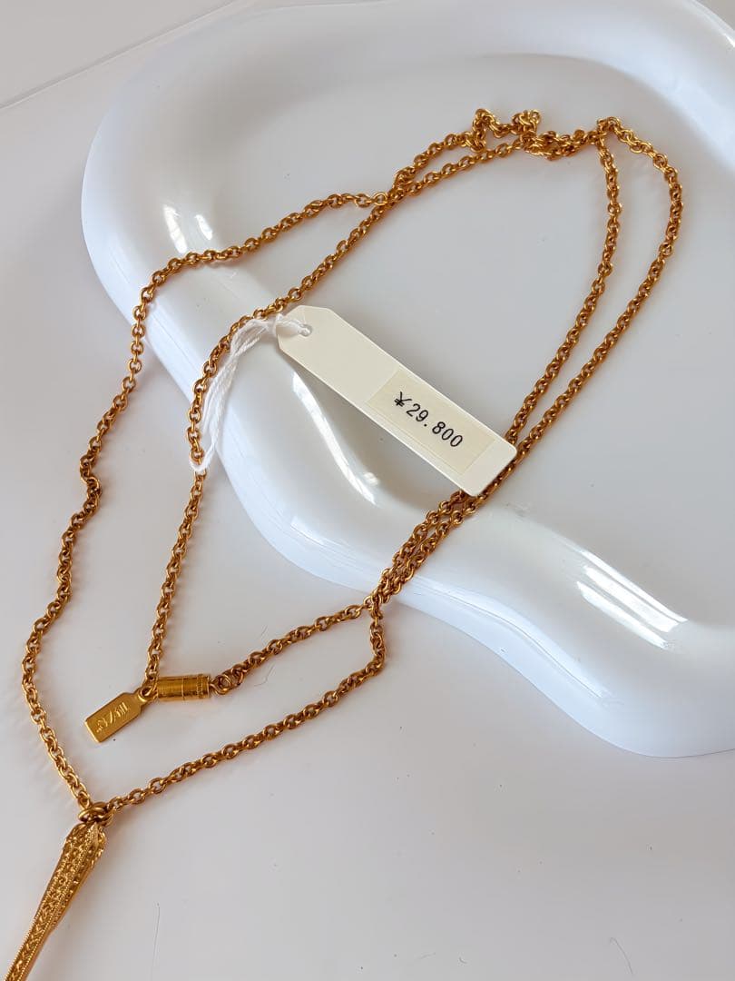 1928 Jewelry オーバルガラスヴィンテージロングネックレスタグ付R48