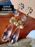 JAPAN VINTAGE (JAPAN刻印) クリアドロップ イヤリングL16