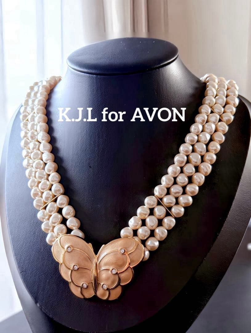 大ぶりK.J.L for AVONバタフライ多連ヴィンテージ ネックレスB293
