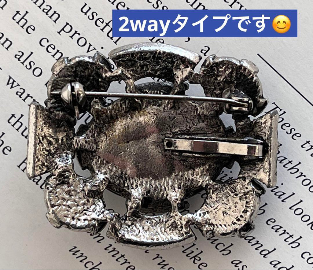 イギリス製 agateガラス ヴィンテージ 2wayブローチ9430