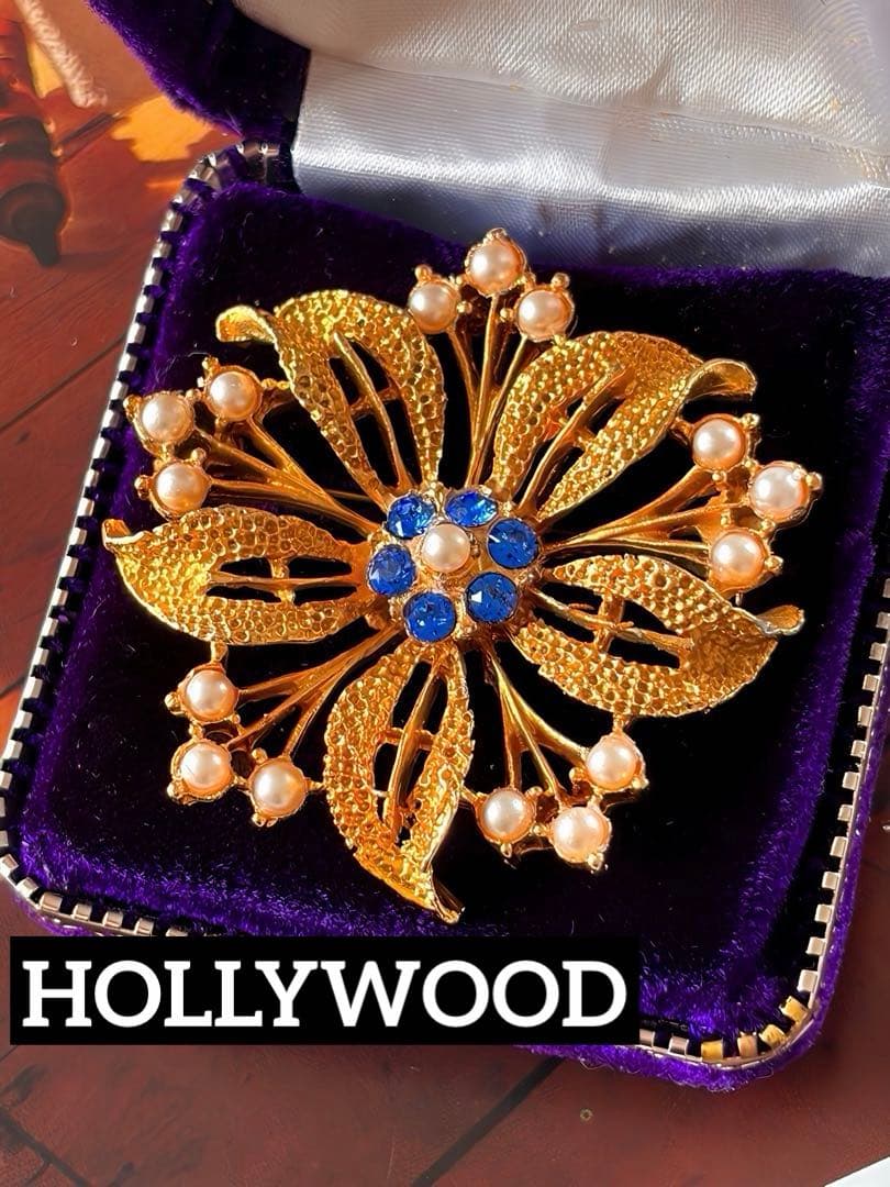 英国 HOLLYWOOD ボタニカル＆フラワー ヴィンテージブローチF152