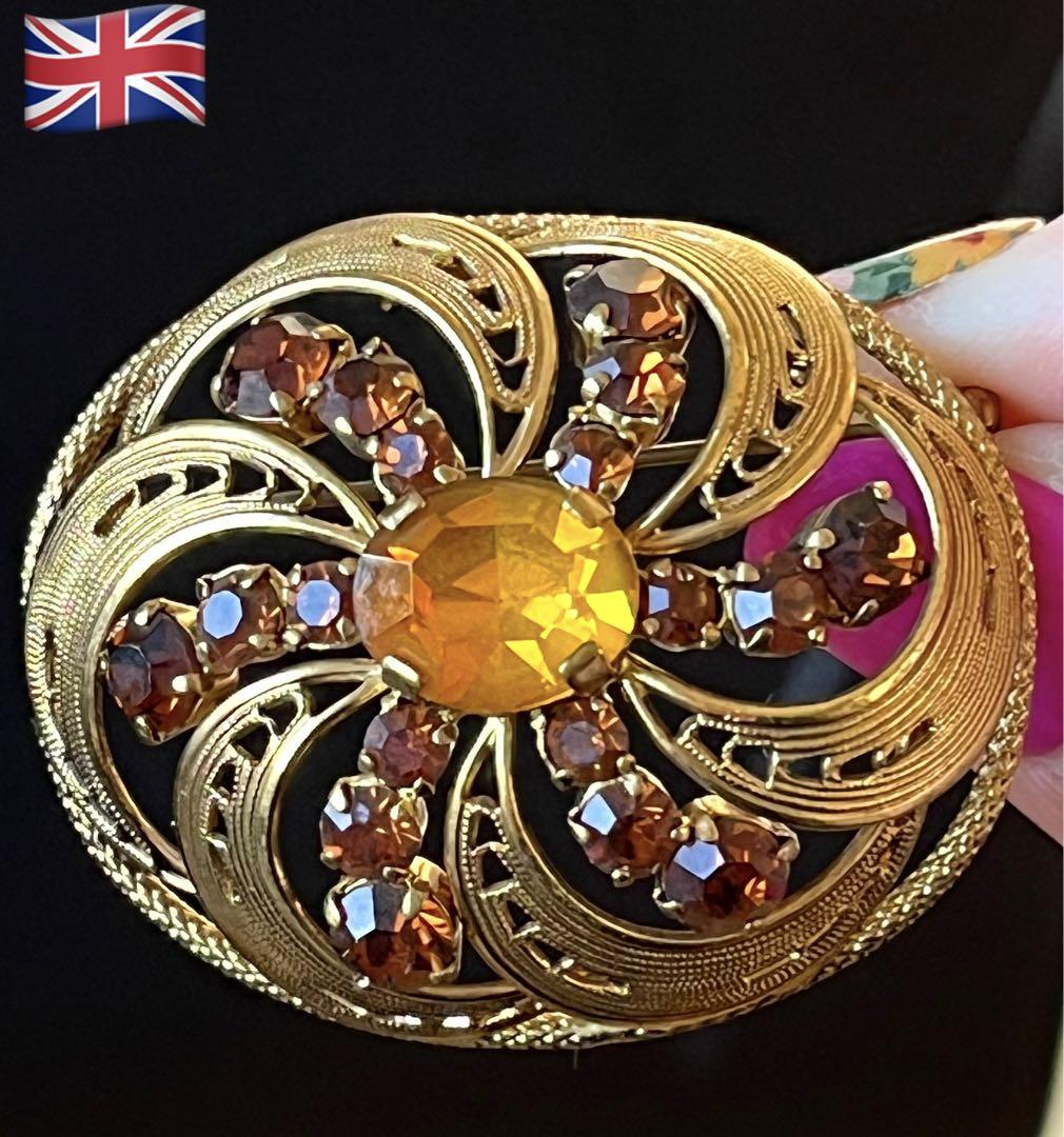 イギリス製 大ぶり ヴィンテージ ブローチ7387