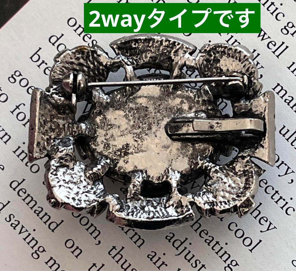 イギリス製 agateガラス ヴィンテージ 2wayブローチ9431