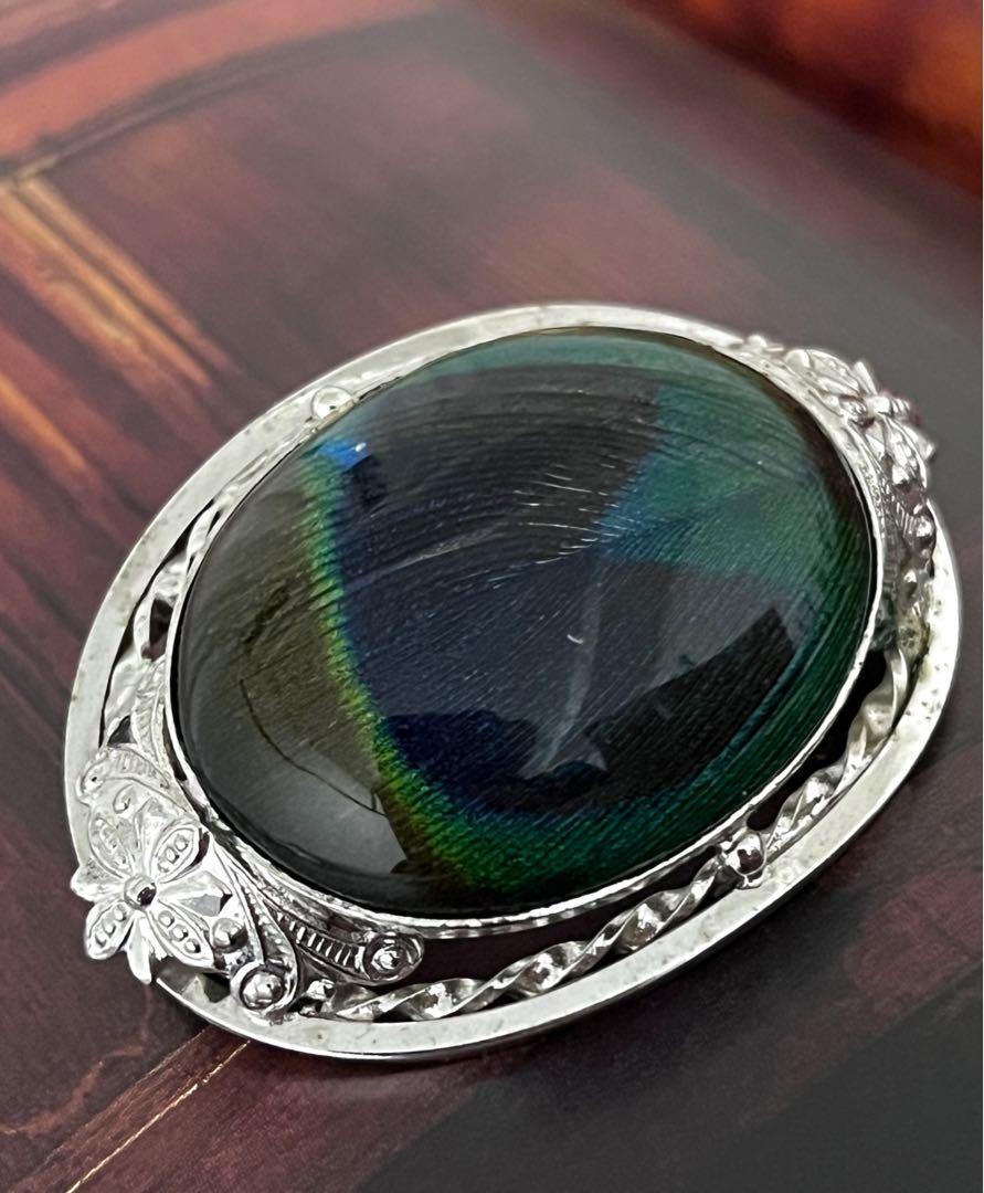 希少！ヨーロッパ製 peacock featherブローチ9469