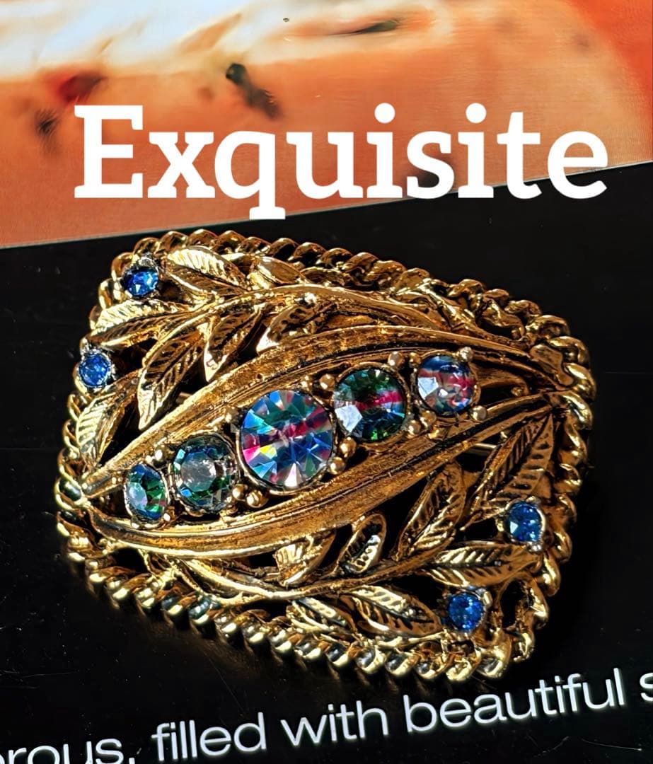 Exquisite アイリスガラス ヴィンテージブローチF208
