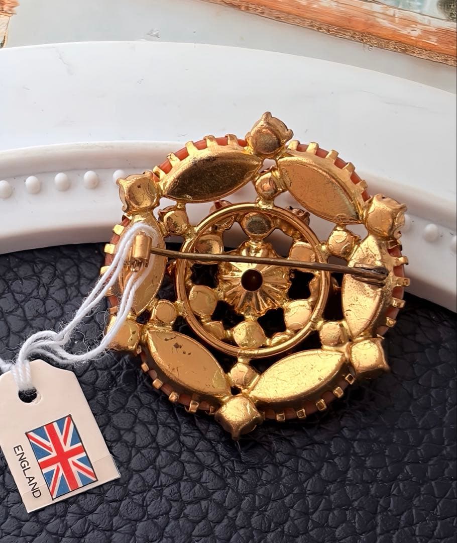 英国製 ギブレガラス ヨーロピアンスタイルヴィンテージブローチタグ付A316
