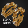 NINA RICCIヴィンテージフェイクパール フープチェーンイヤリング L39