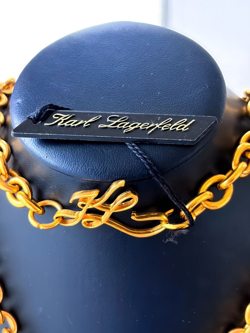 超希少KARL LAGERFELD 筆記体ロゴペンシル ロングネックレスR135