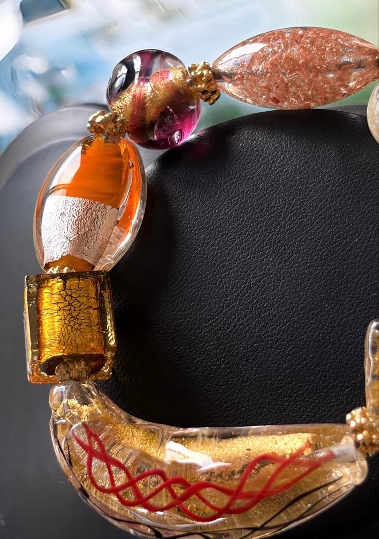 Venetian glass 大振りアートガラス　ヴィンテージブレスレットL15