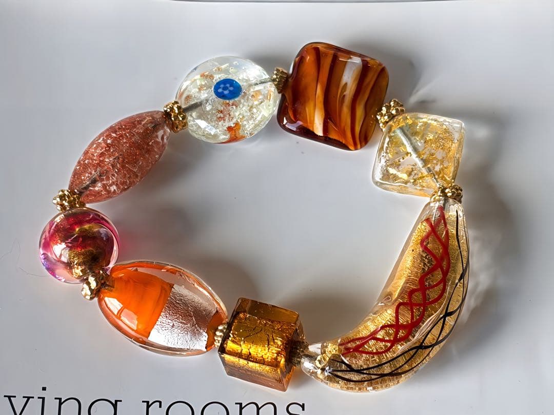 Venetian glass 大振りアートガラス　ヴィンテージブレスレットL15