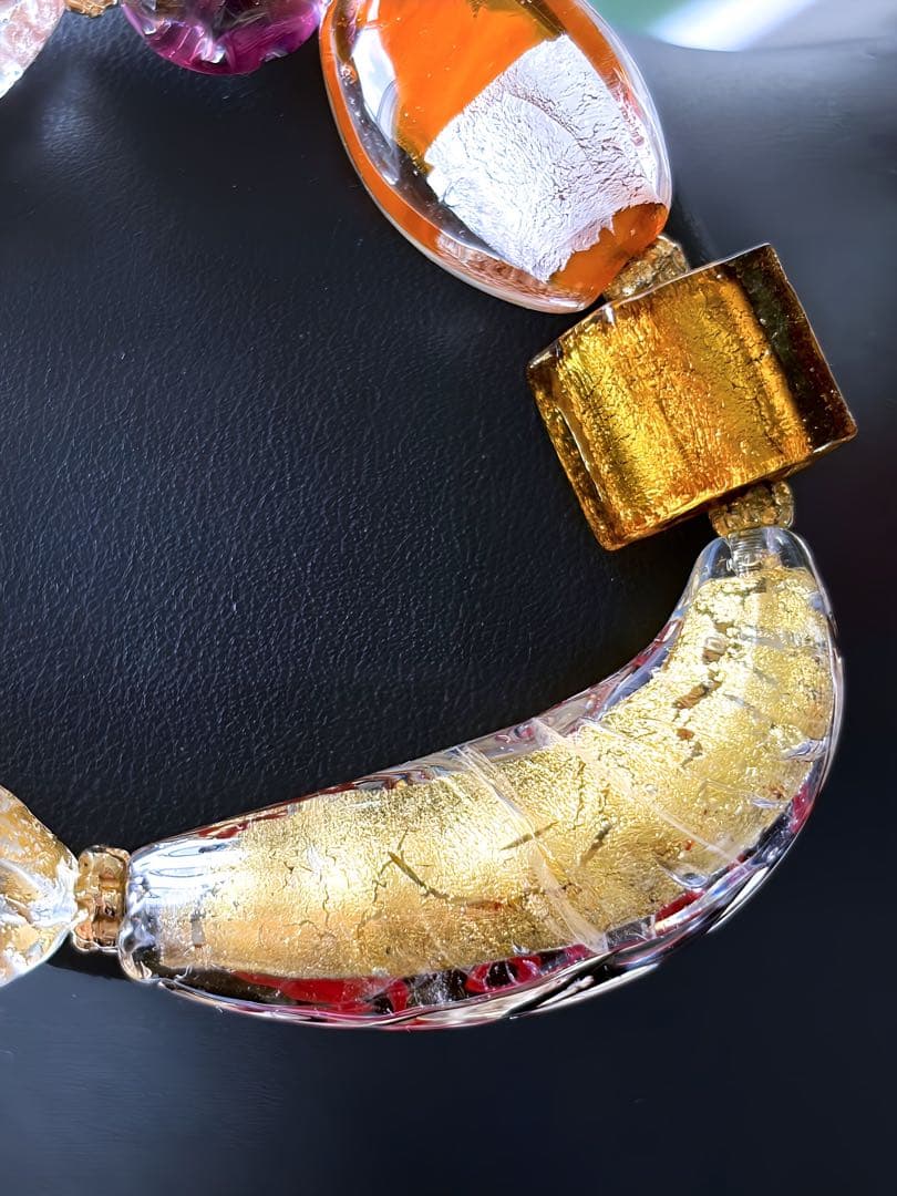 Venetian glass 大振りアートガラス　ヴィンテージブレスレットL15