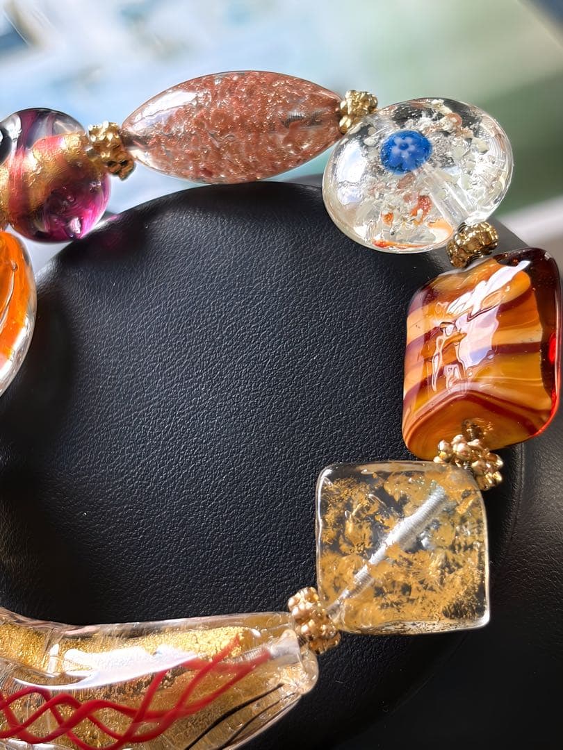 Venetian glass 大振りアートガラス　ヴィンテージブレスレットL15