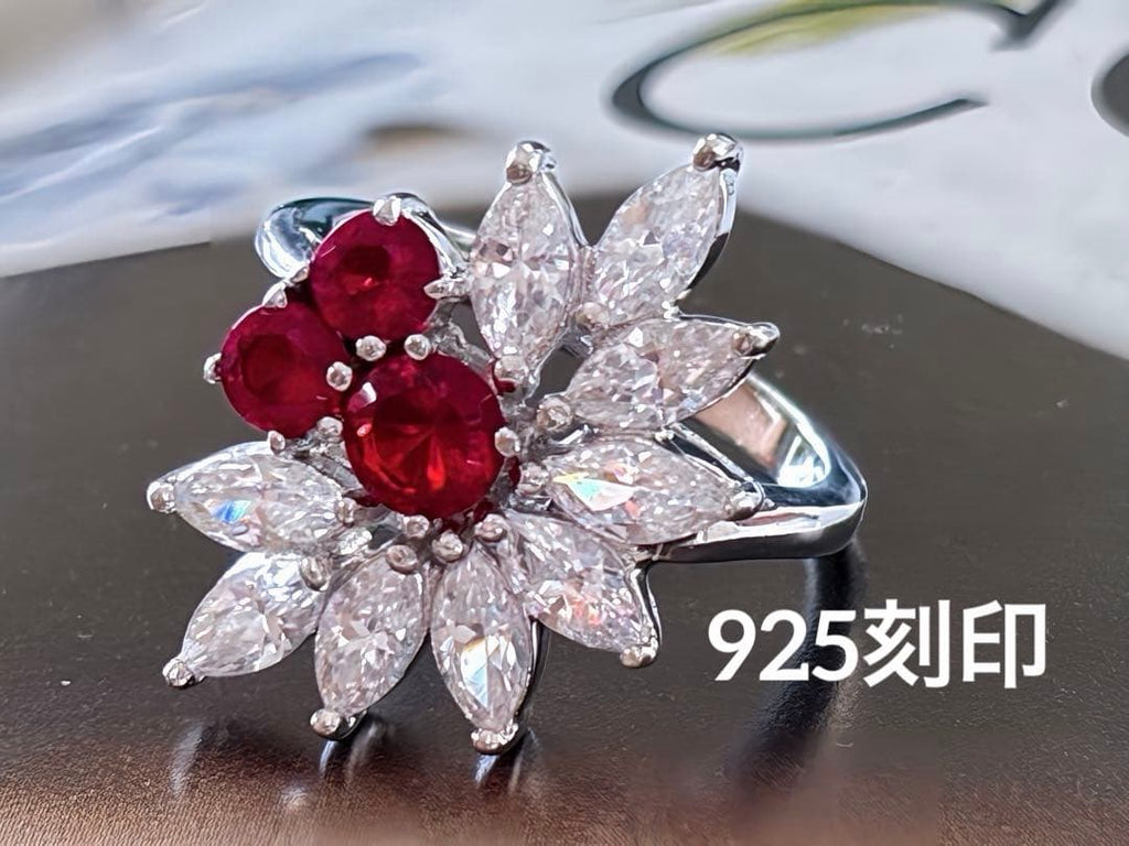 925刻印 クラスターデザインヴィンテージリングF21