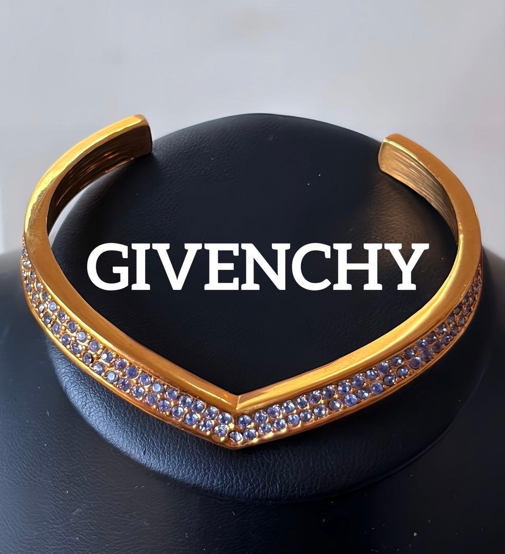 GIVENCHY パープル Vデザイン ヴィンテージカフバングル 未使用R96